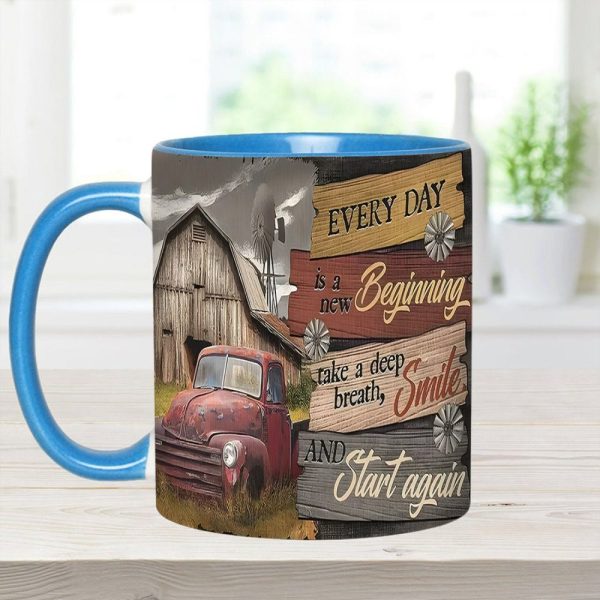 Everyday Is A New Beginning - Country Truck Accent Mug
