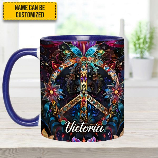 Peace & Love Symbol – Personalized Hippie Accent Mug