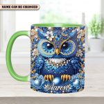 Owl Partial Diamond - Personalized Owl Accent Mug