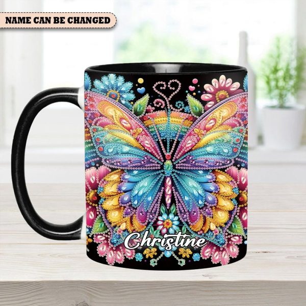 Diamond Butterfly – Personalized Butterfly Accent Mug