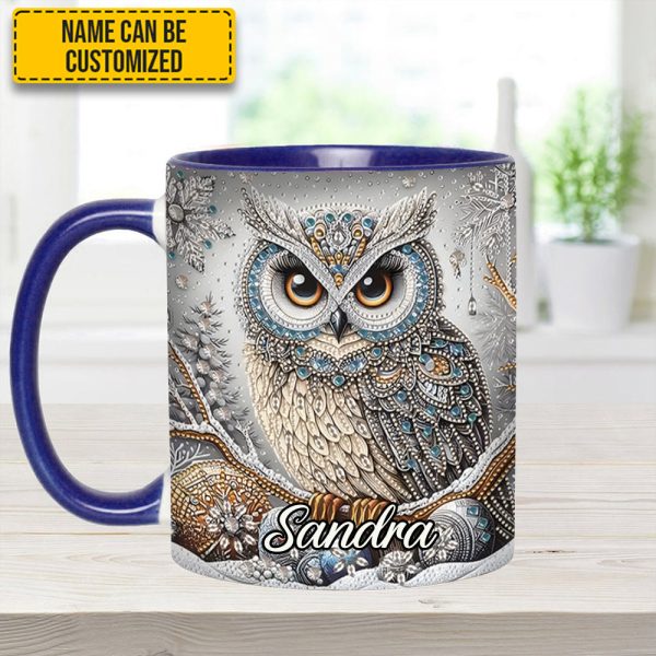 Beautiful Owl Diamond - Personalized Owl Accent Mug