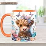 Highland Cow Flower - Personalized Accent Mug