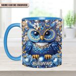 Owl Partial Diamond - Personalized Owl Accent Mug