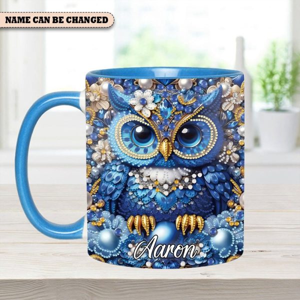 Owl Partial Diamond - Personalized Owl Accent Mug
