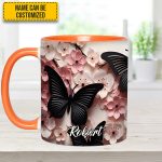 Butterfly And Flowers - Personalized Butterfly Accent Mug