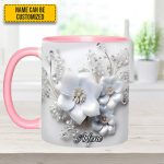 White Flowers - Personalized Flower Accent Mug