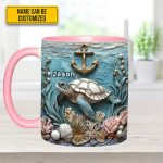 Personalized Beautiful Sea Turtle Accent Mug