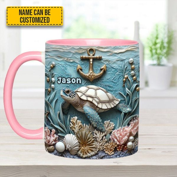Personalized Beautiful Sea Turtle Accent Mug