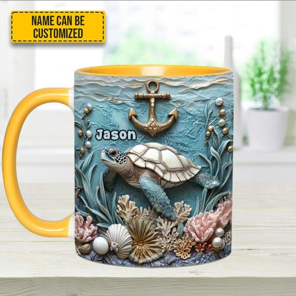Personalized Beautiful Sea Turtle Accent Mug