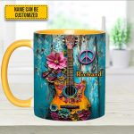 Guitar Flower Hippie - Personalized Guitar Accent Mug