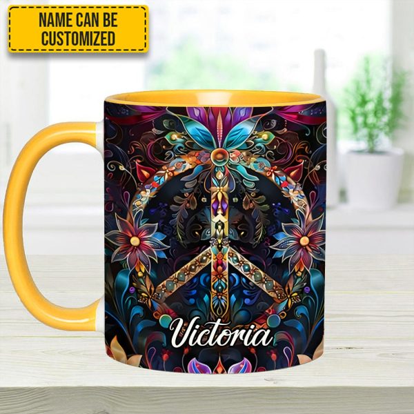 Peace & Love Symbol – Personalized Hippie Accent Mug