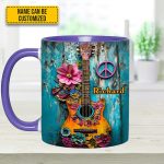 Guitar Flower Hippie - Personalized Guitar Accent Mug