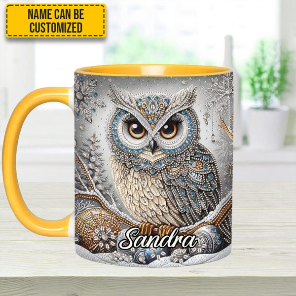 Beautiful Owl Diamond - Personalized Owl Accent Mug