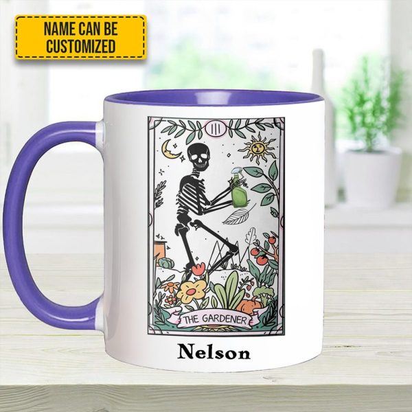 Personalized The Gardener Skeleton Tarot Accent Mug