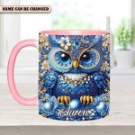 Owl Partial Diamond - Personalized Owl Accent Mug