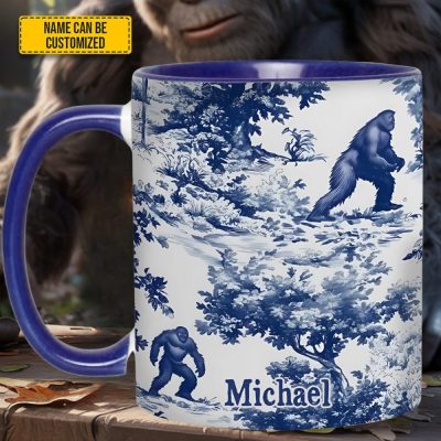 Bigfoot Sasquatch Print Forest Toile Funny - Personalized Accent Mug
