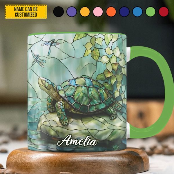 Personalized Sea Turtle Stained Glass Accent Mug