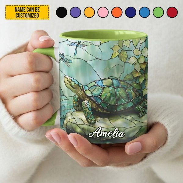 Personalized Sea Turtle Stained Glass Accent Mug