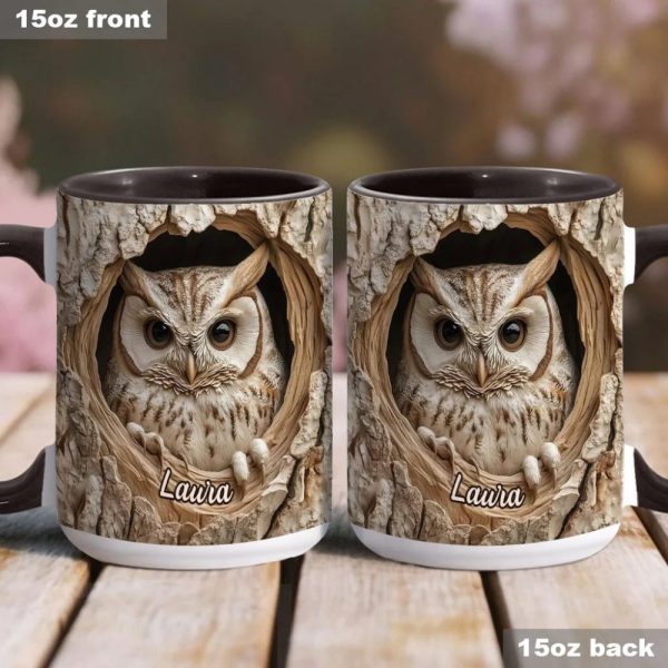 Hollow Watcher - Personalized Owl Accent Mug