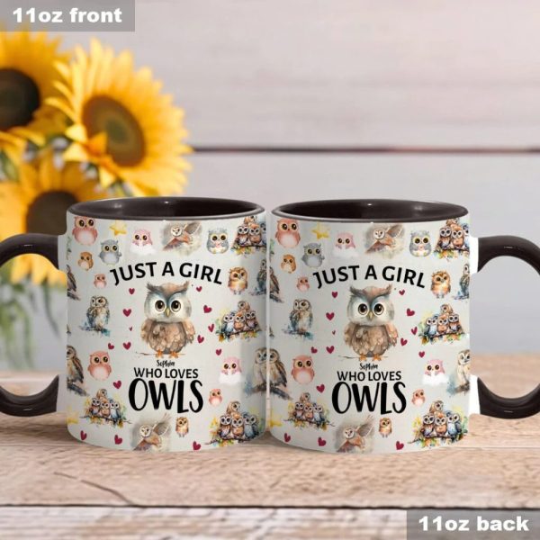 Just A Girl Who Loves Owls - Personalized Owl Accent Mug