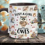 Just A Girl Who Loves Owls - Personalized Owl Accent Mug