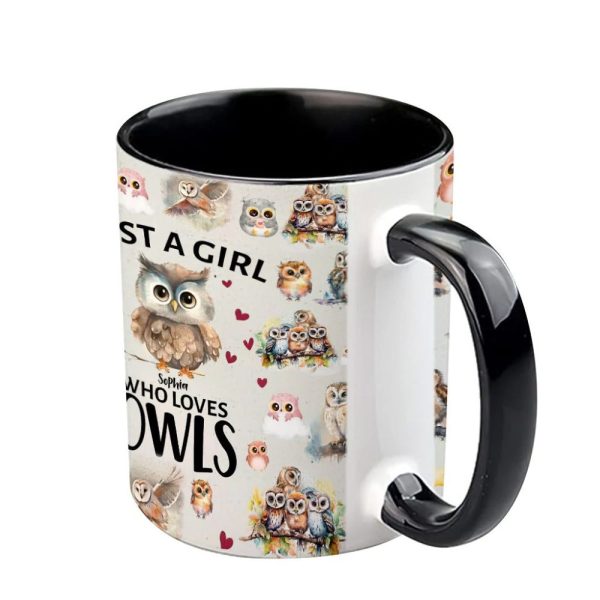 Just A Girl Who Loves Owls - Personalized Owl Accent Mug