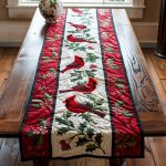Scarlet Harmony Quilted Table Runner