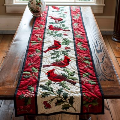 Scarlet Harmony Quilted Table Runner
