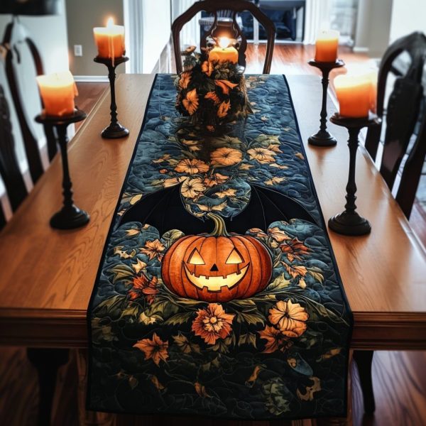 Pumpkin Smile Quilted Table Runner