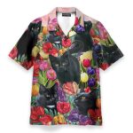Black Cat Dream And Tulip Garden Hawaiian Shirt