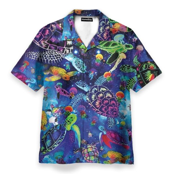 Colorful Turtles Men'S Button'S Up Shirts Hawaiian Shirt