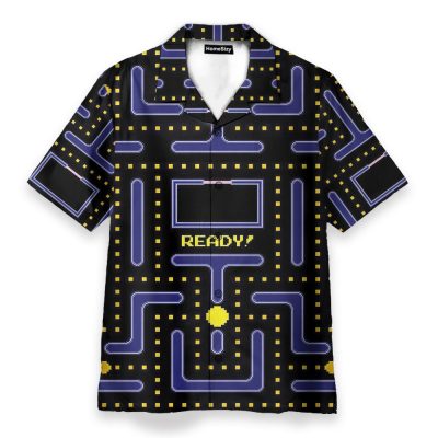 Pacman Gameplay Men'S Button'S Up Shirts Hawaiian Shirt