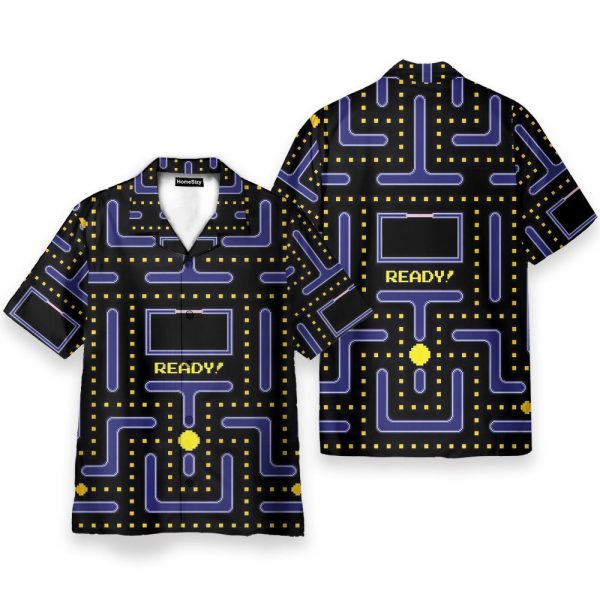 Pacman Gameplay Men'S Button'S Up Shirts Hawaiian Shirt