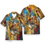 Saxophone Melody Men'S Button'S Up Shirts Hawaiian Shirt