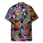 Tropical Colorful Owl Men'S Button'S Up Shirts Hawaiian Shirt