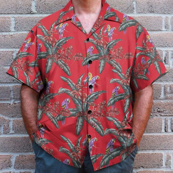 Tom Selleck Magnum Pi Red Movie Cosplay Costume Hawaiian Shirt & Beach Shorts