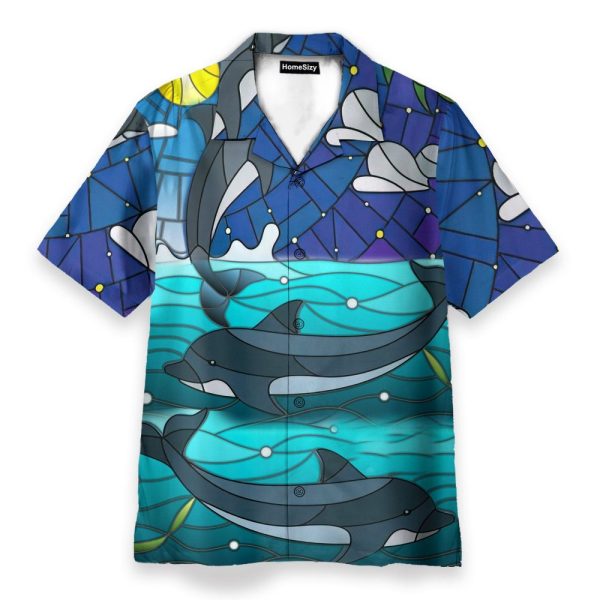 Dolphin Stained Glass Style Hawaiian Shirt & Beach Shorts