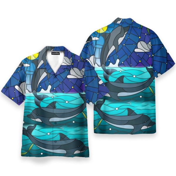 Dolphin Stained Glass Style Hawaiian Shirt & Beach Shorts