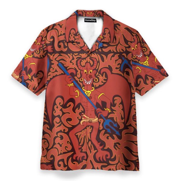 Cartoon Styled Demon Satanic Goth Gothic Hawaiian Shirt