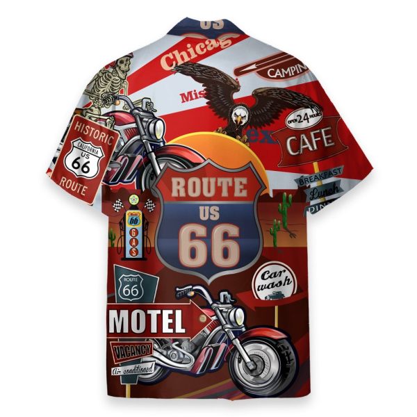 Historic Us Route 66 Skull Roam Around Route Hawaiian Shirt