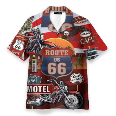 Historic Us Route 66 Skull Roam Around Route Hawaiian Shirt