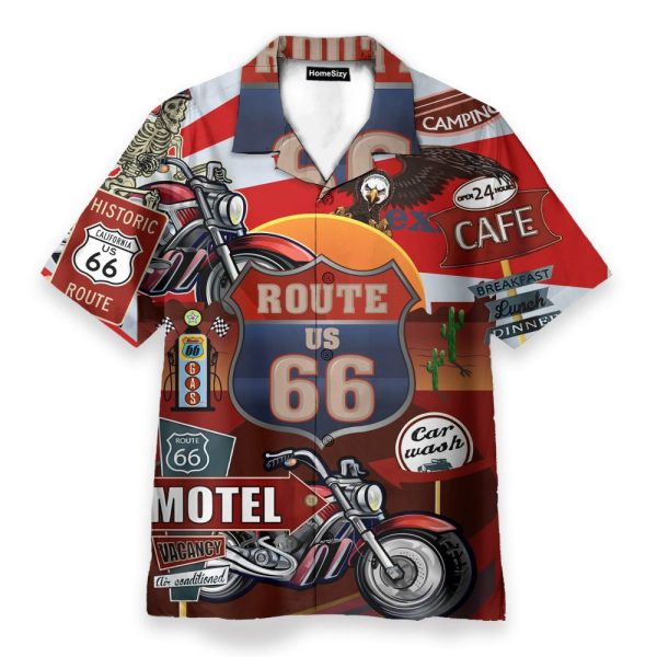 Historic Us Route 66 Skull Roam Around Route Hawaiian Shirt