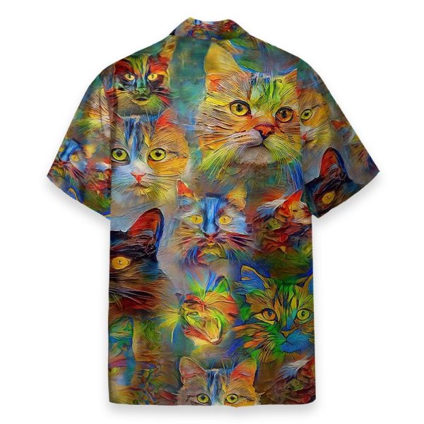 Colorful Cats Men'S Button'S Up Shirts Hawaiian Shirt