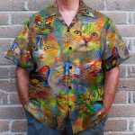 Colorful Cats Men'S Button'S Up Shirts Hawaiian Shirt