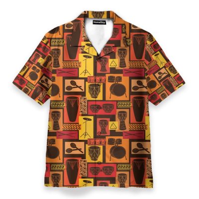 Drums Percussion Sets Egyptian Hawaiian Shirt & Beach Shorts