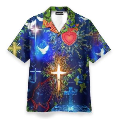 God Jesus First Men'S Button'S Up Shirts Hawaiian Shirt