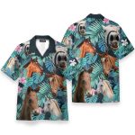 Horse In Tropical Green Leaves Hawaiian Shirt