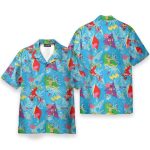 Mighty Morphin Power Ranger Blue Tropical Cosplay Costume Hawaiian Shirt