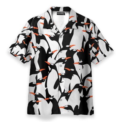 Funny Penguin Pattern Black White Hawaiian Shirt