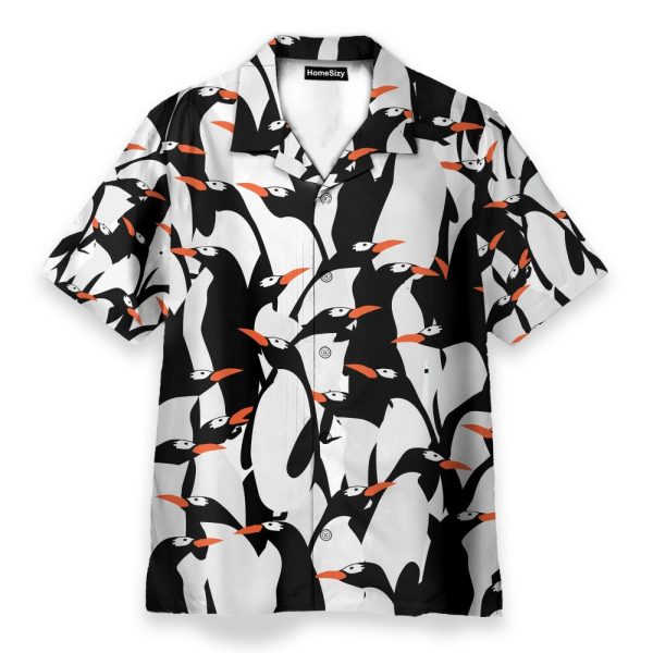 Funny Penguin Pattern Black White Hawaiian Shirt